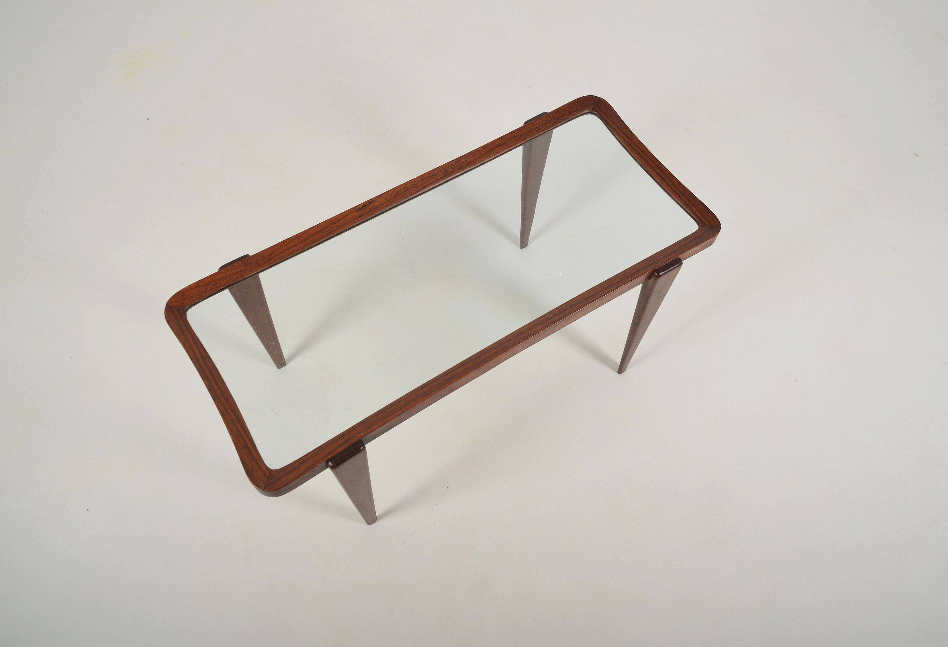 Italian coffee table with glass top in the style of Ico Parisi, 1950s