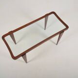 Italian coffee table with glass top in the style of Ico Parisi, 1950s