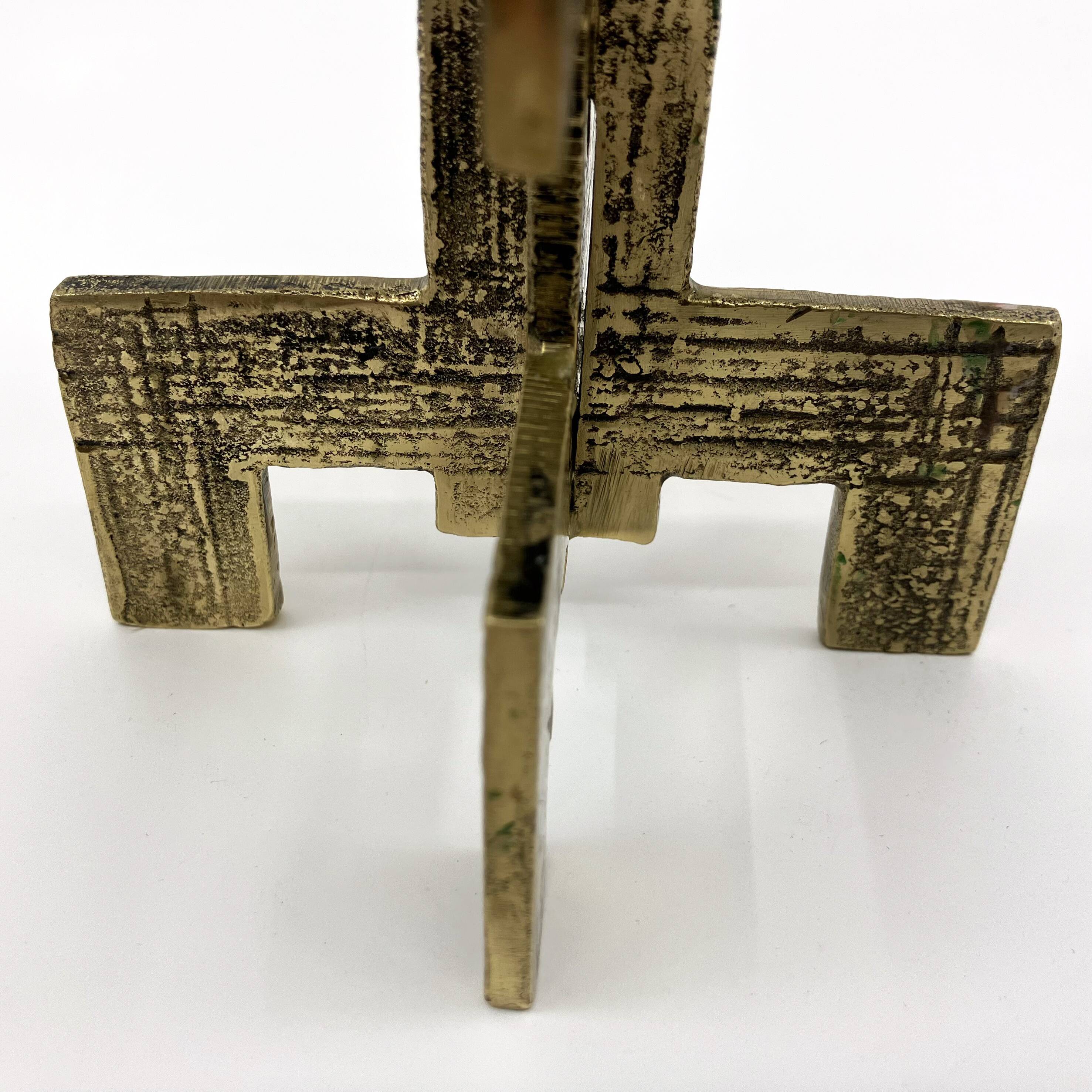 Brutalist candlestick • Austria • Brass • 1970