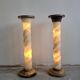Pair of twisted column floor lamps in alabaster and marble, 1960