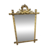 Louis XVI style pediment mirror in gilded wood – 19th century - H118c