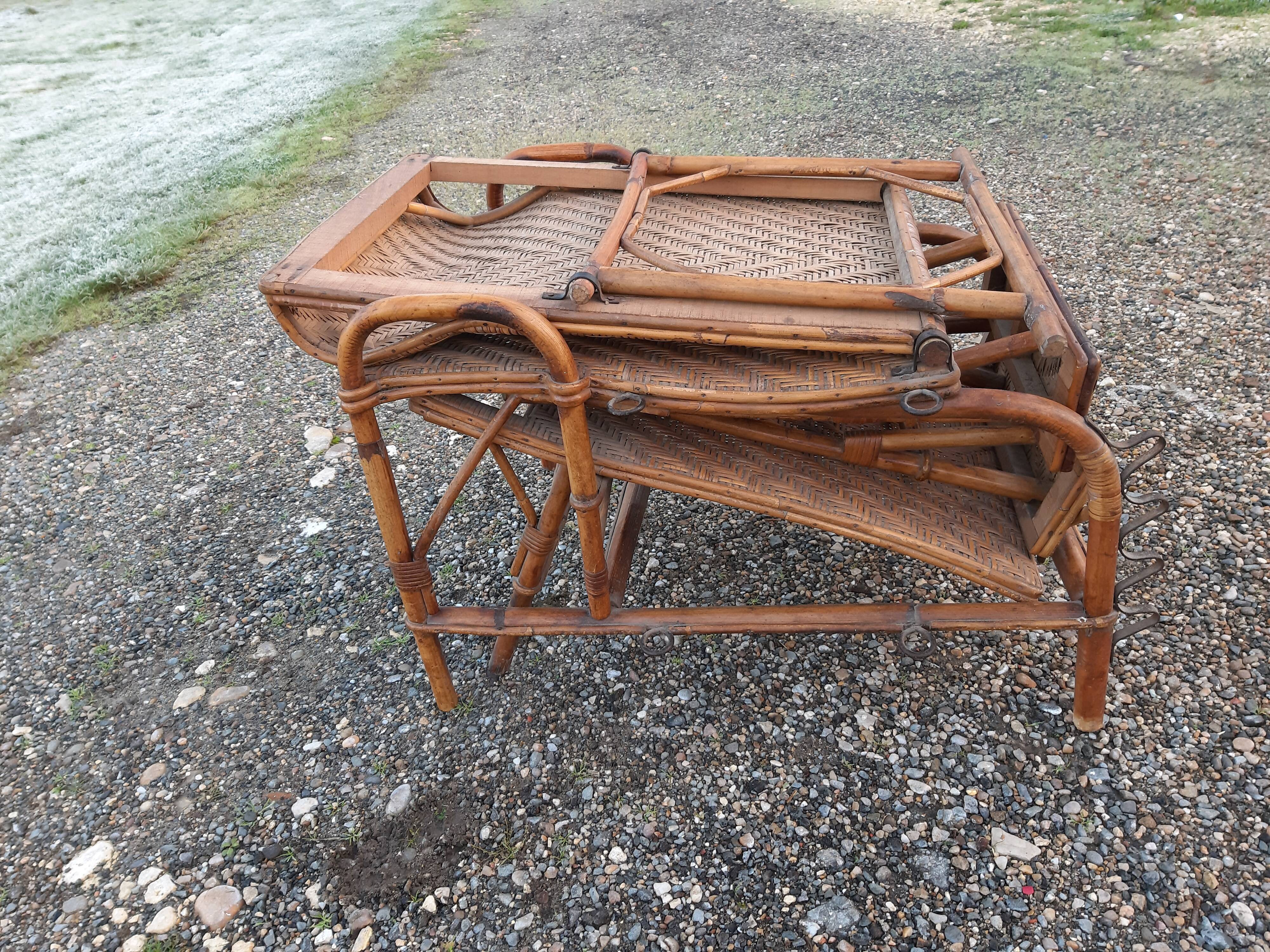 Long Bamboo and rattan chair 1900