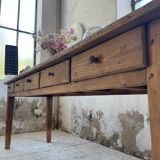 Farmhouse table pine multi-drawers