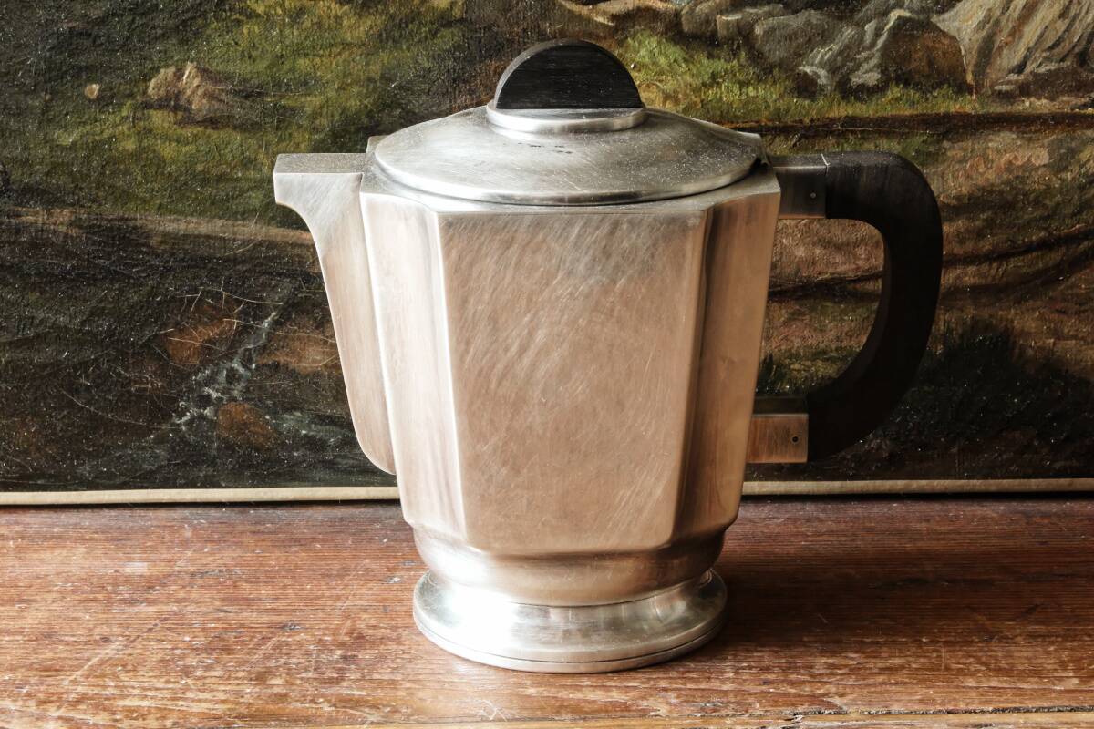 Service à café / thé, art déco en métal argenté et ébène