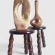 Mid-Century Chestnut Wood Stools Attributed to Charles Dudouyt, 1950s