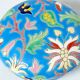 Large round box turquoise blue Art Deco Emaux de Longwy 1950