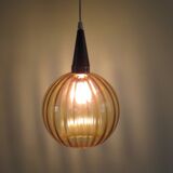 Hanging lamp, Scandinavian of the 1970s, teak and glass