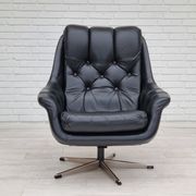 Fauteuil en cuir pivotant danois vintage