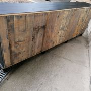 Grande commode vintage en bois, 2,40m, 12 tiroirs
