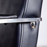 Steel armchair with leather upholstery