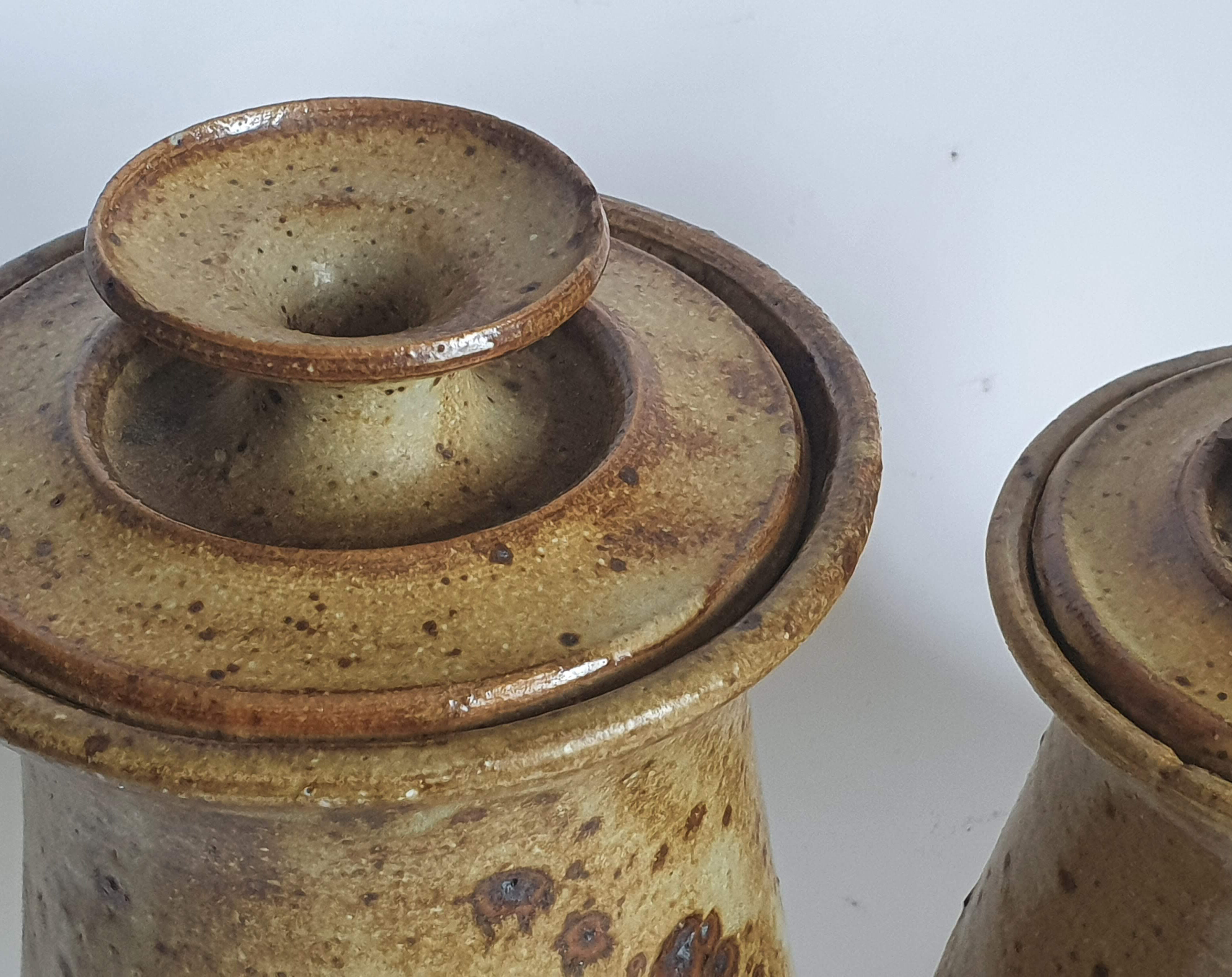 Covered pyrity sandstone pots signed GRM