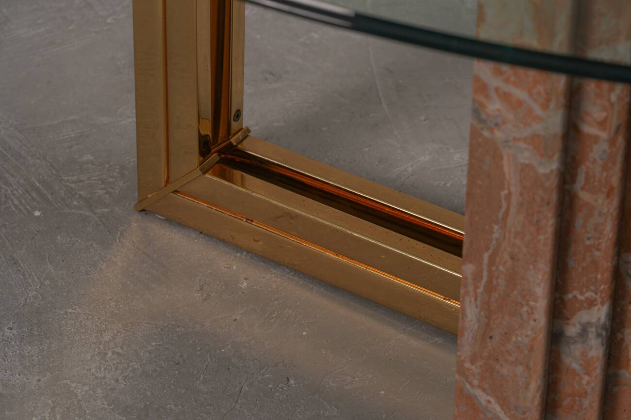 Table basse en marbre et laiton par Italo Valenti, Italie, années 1970.