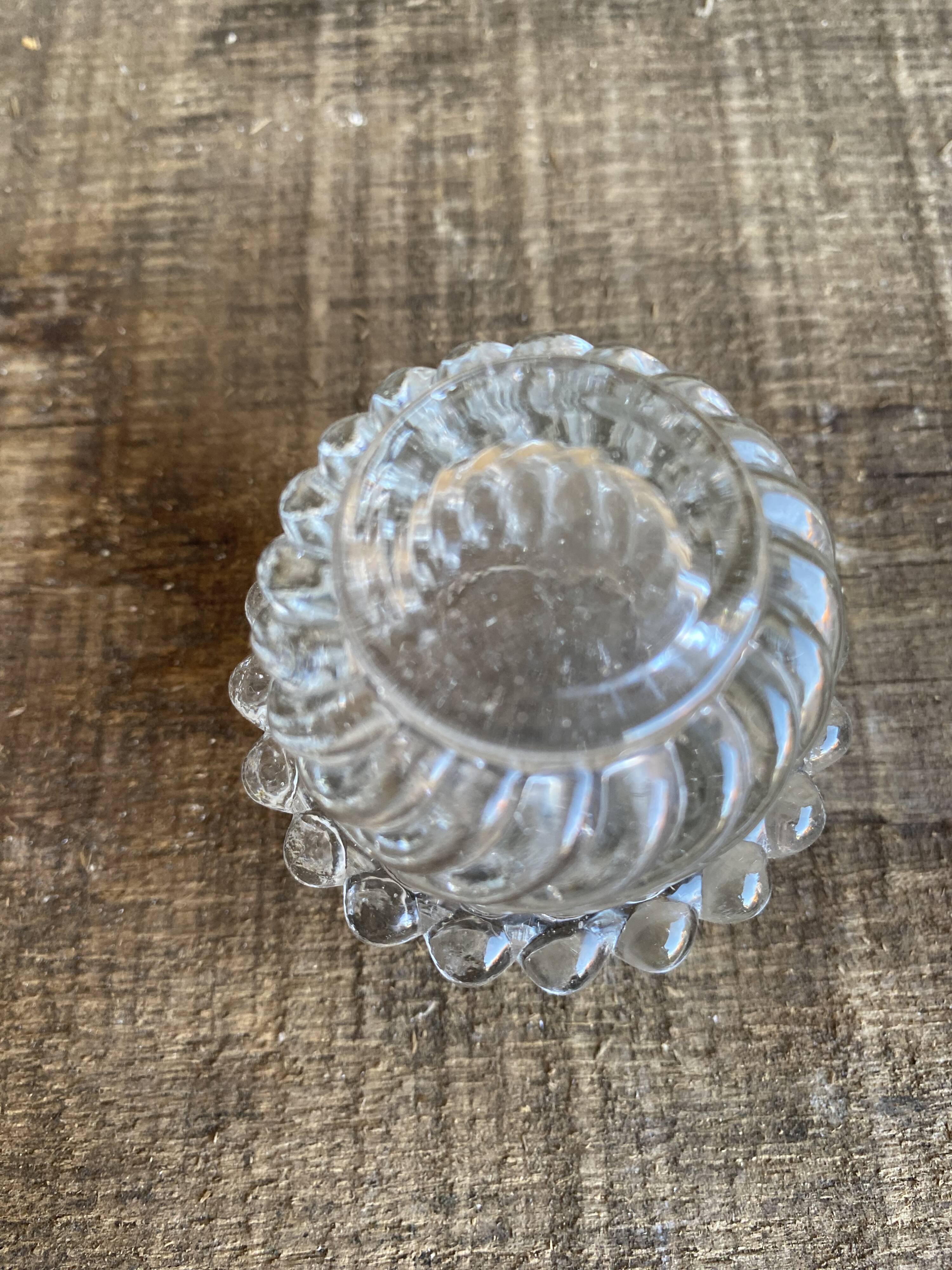 Set of 3 Vintage Glass Moulded Condiment Salts #D979