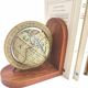 Pair of bookends globe world map wood paper