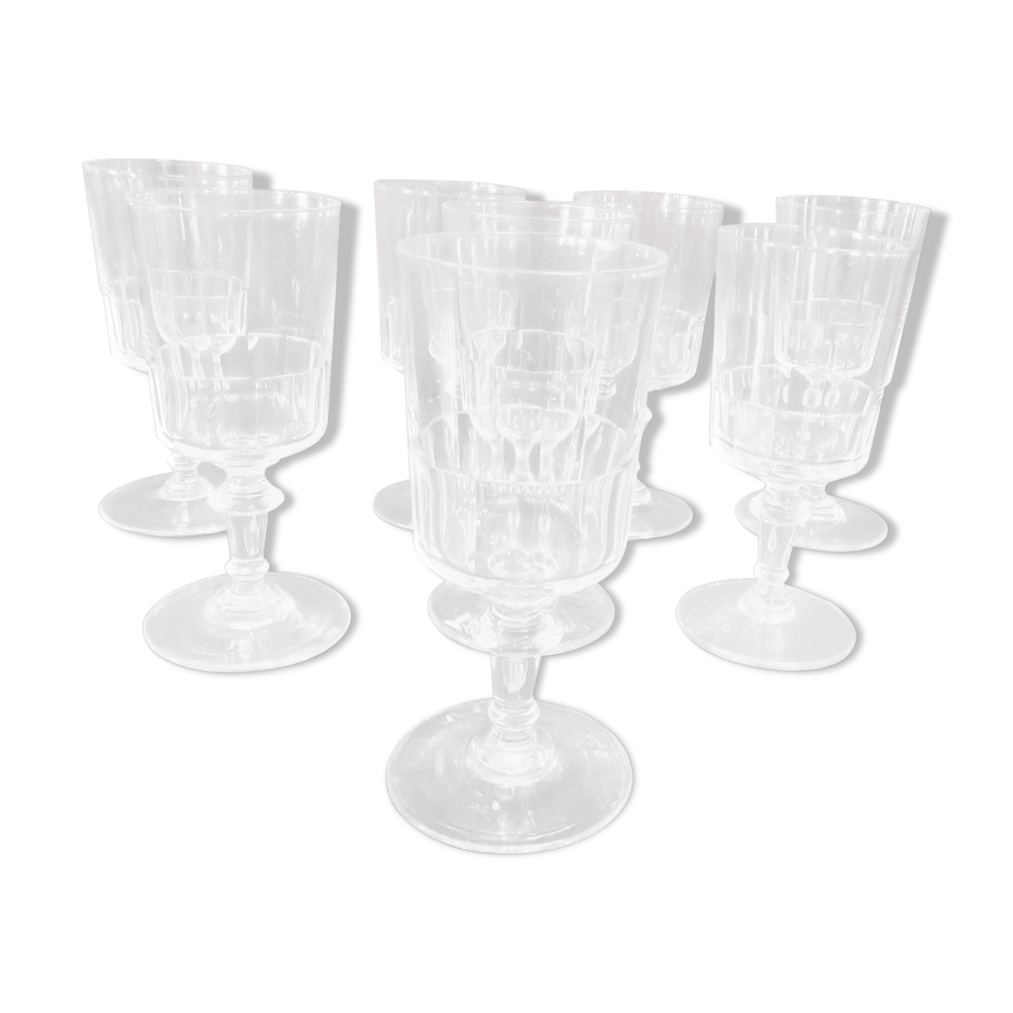 8 water glasses, 19th