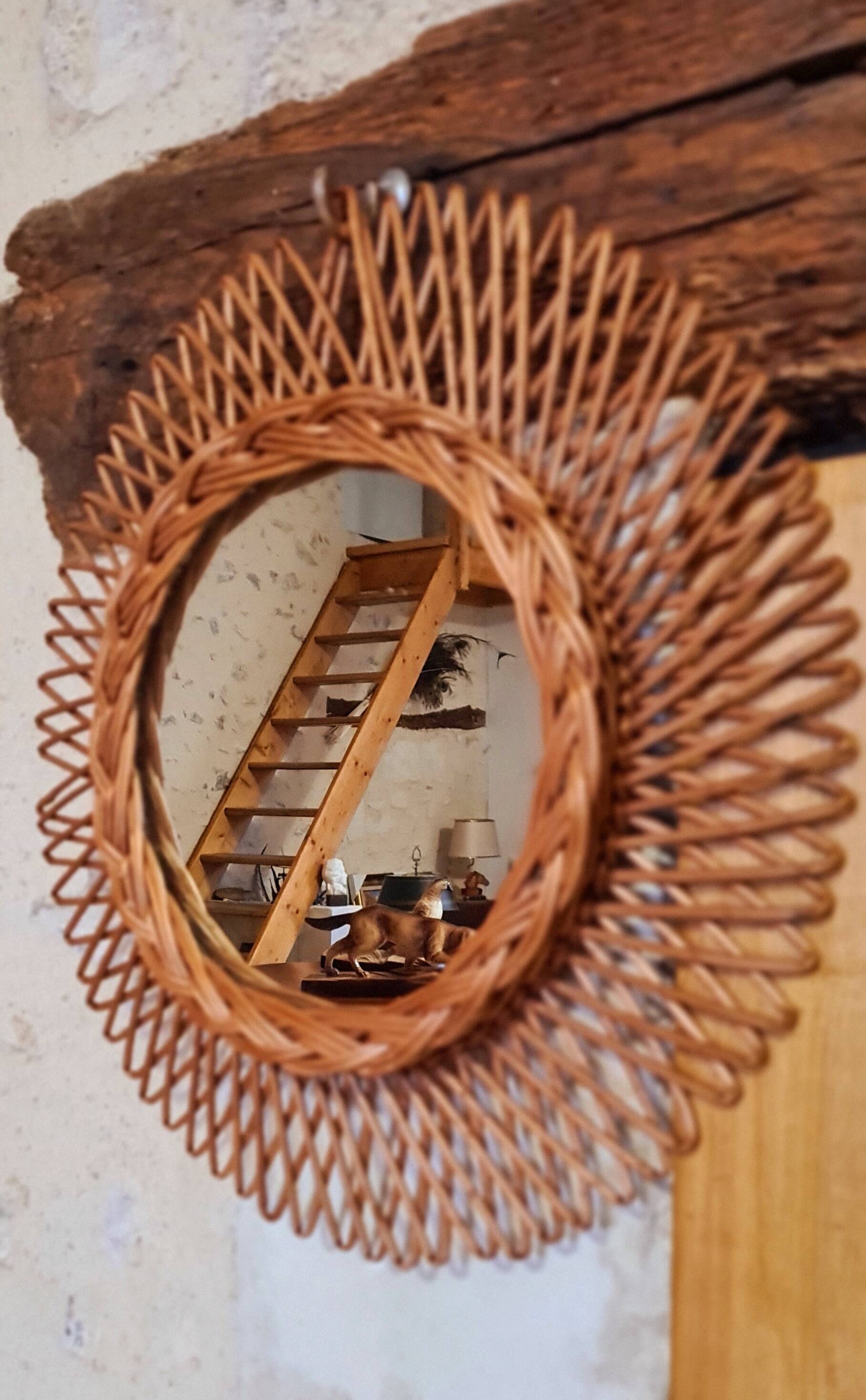 Vintage rattan mirror