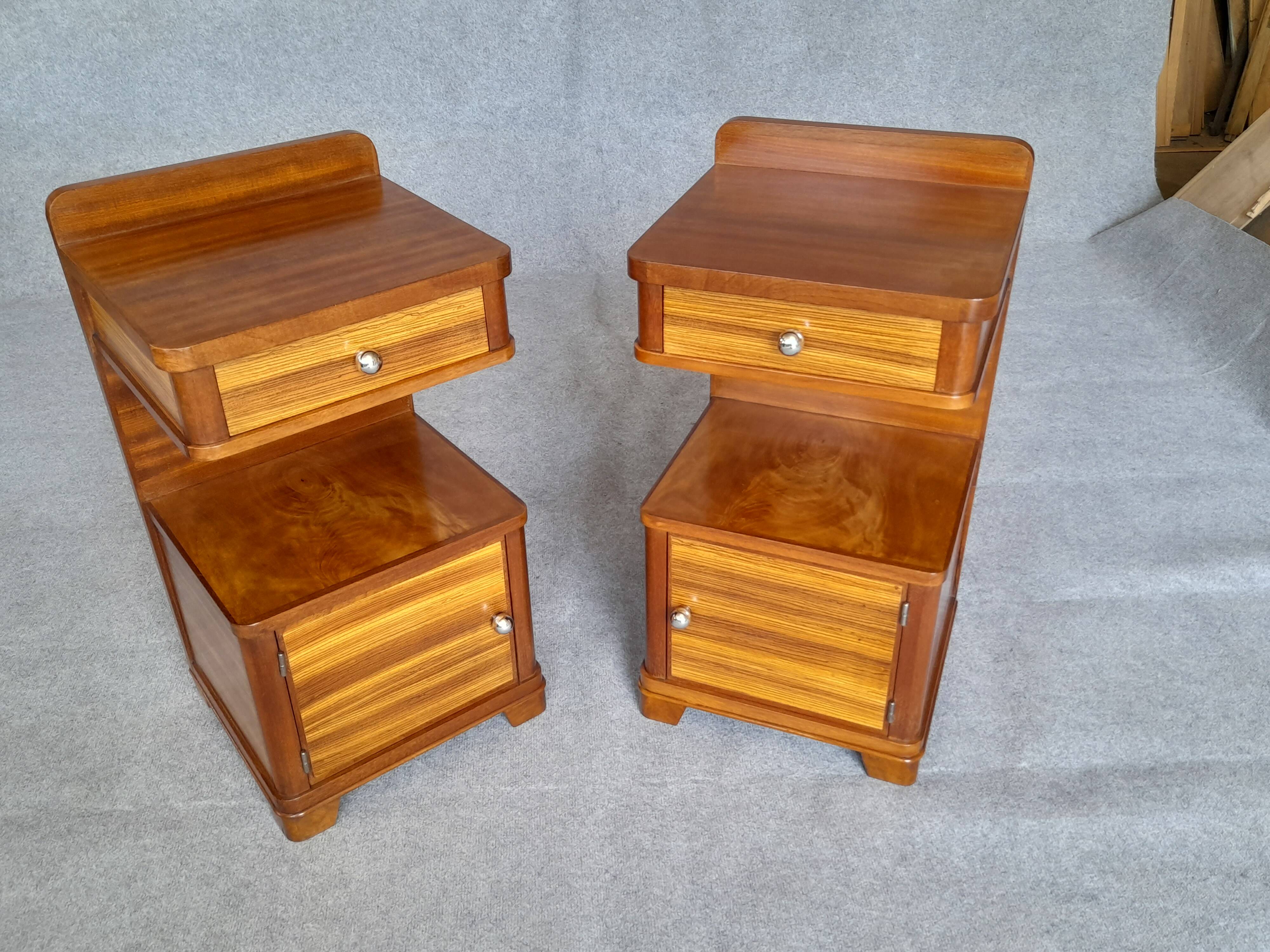 Art Deco bedside tables in pairs