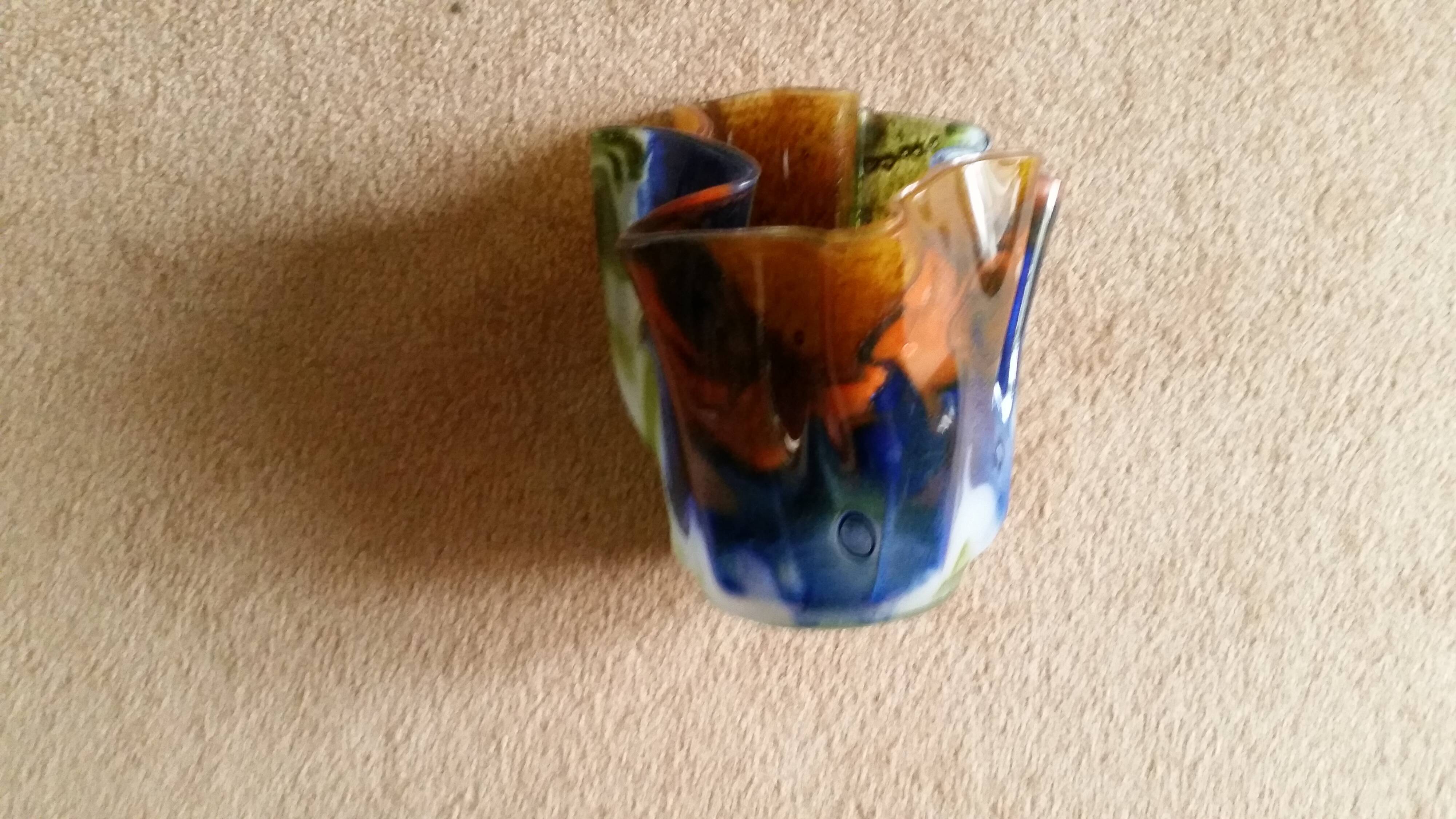 Multicolored blown glass "handkerchief" vase