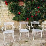 Ensemble d'assises  de jardin 4 fauteuils et 1 chaise - en bois