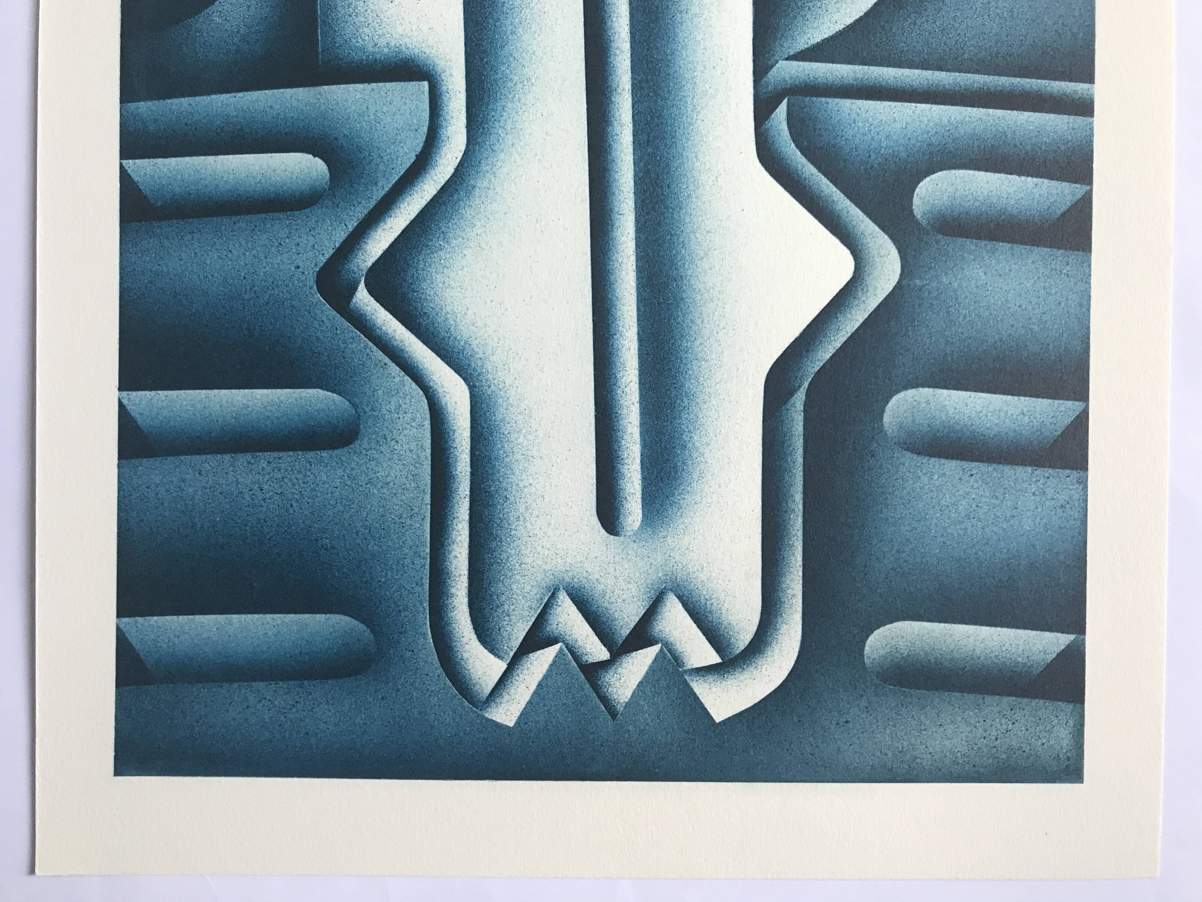 Original lithograph by Jacques Poli, Offshore Drilling, 1978