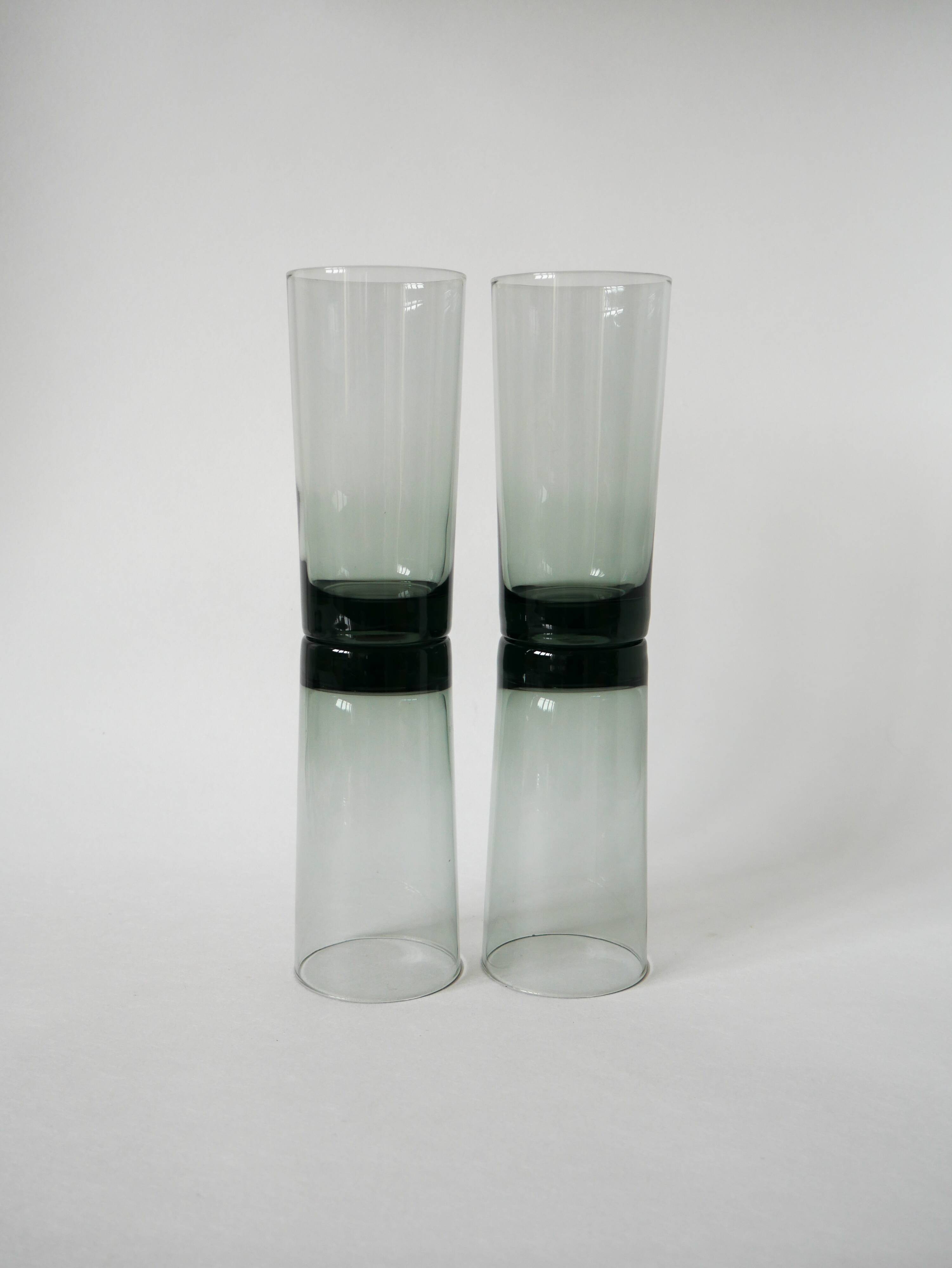 set of 4 Long Drink glasses in smoked glass Design 1970