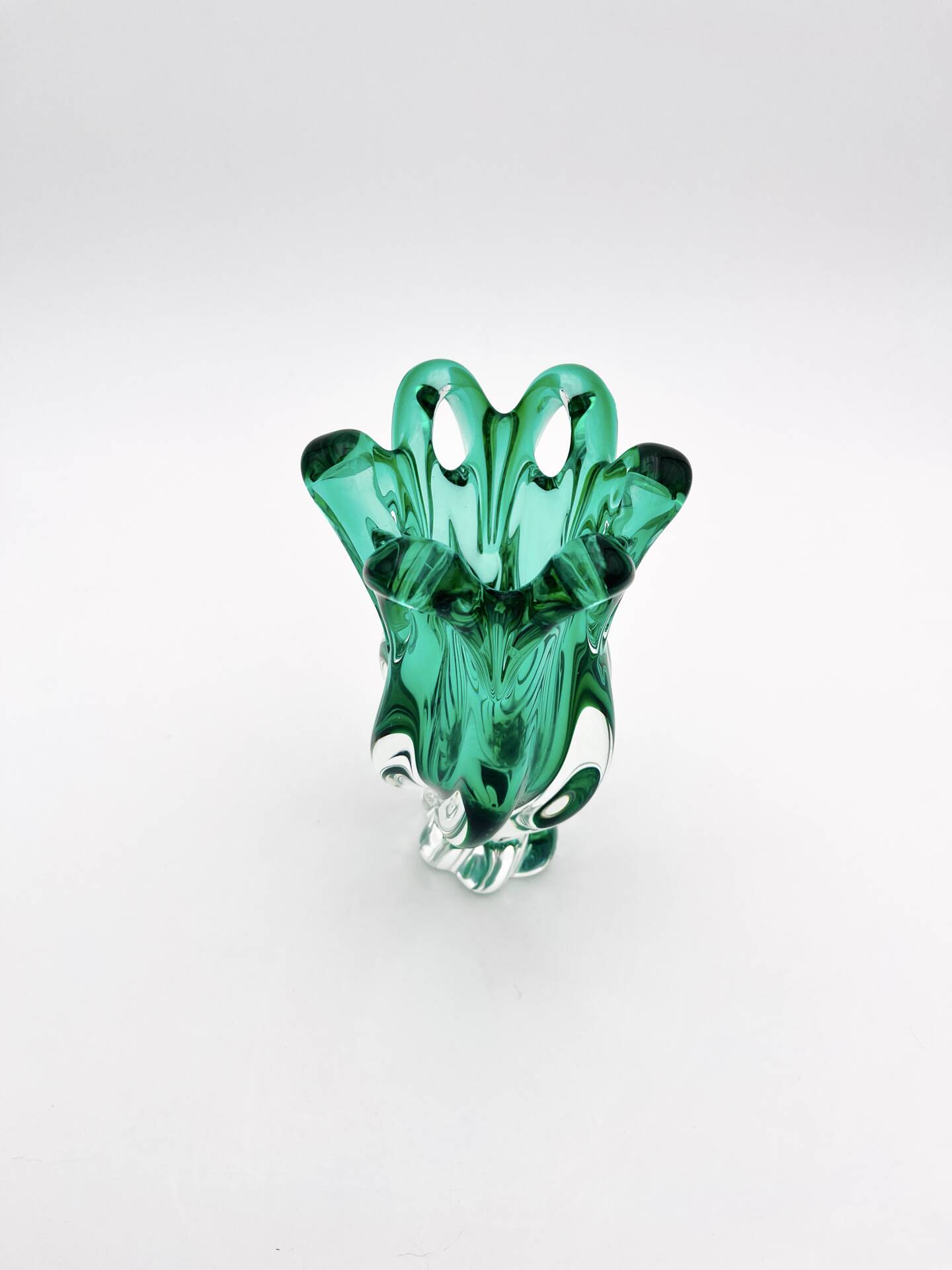 Vase Josef Hospodka Chřibská Cristal de Bohême Emerald Green 18 cm c60