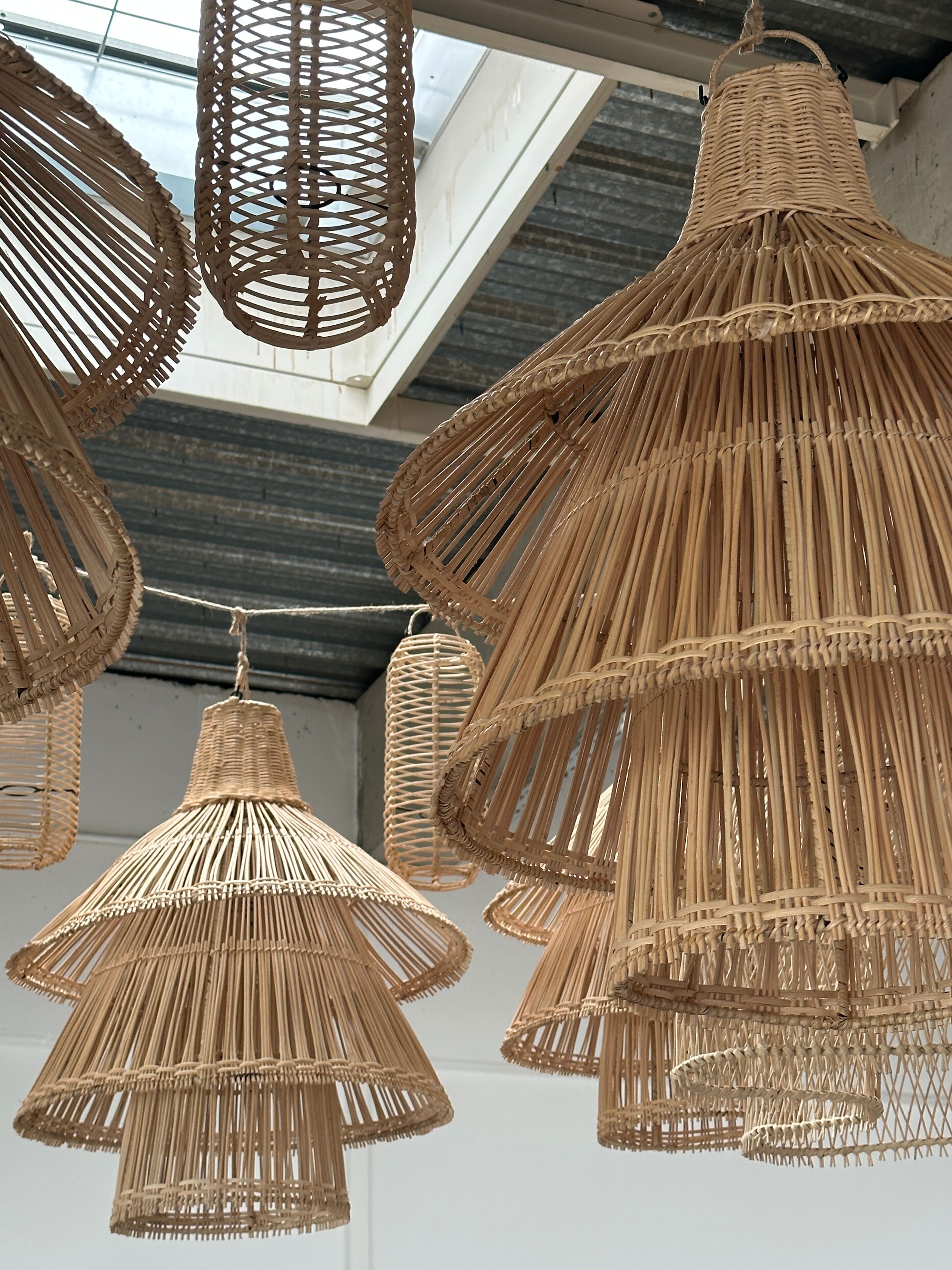 Rattan pendant lamp or light in the shape of an Asian lantern