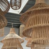 Rattan pendant lamp or light in the shape of an Asian lantern