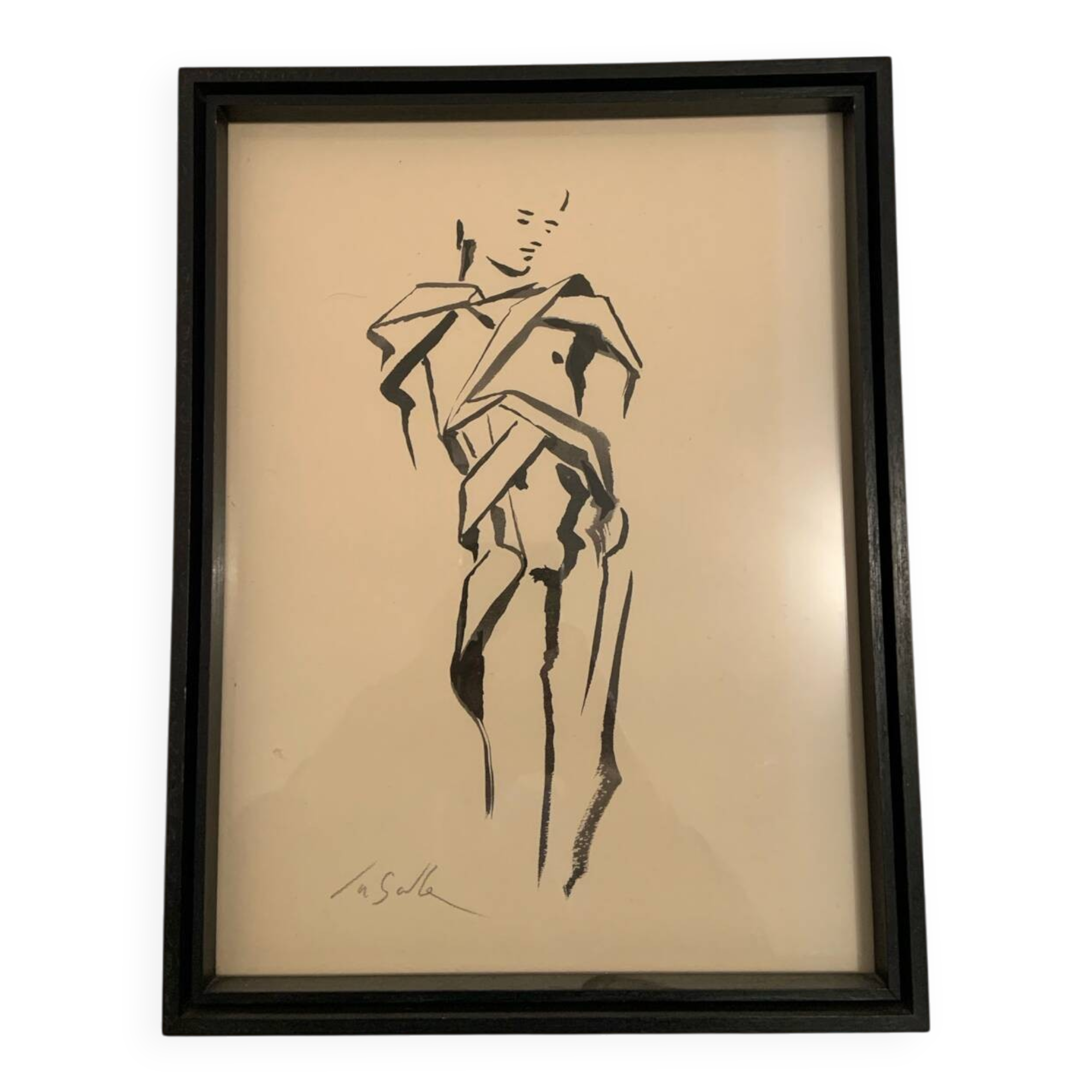 Original drawing signed C. La Salle - Stylised nude - 20th century.