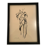 Original drawing signed C. La Salle - Stylised nude - 20th century.