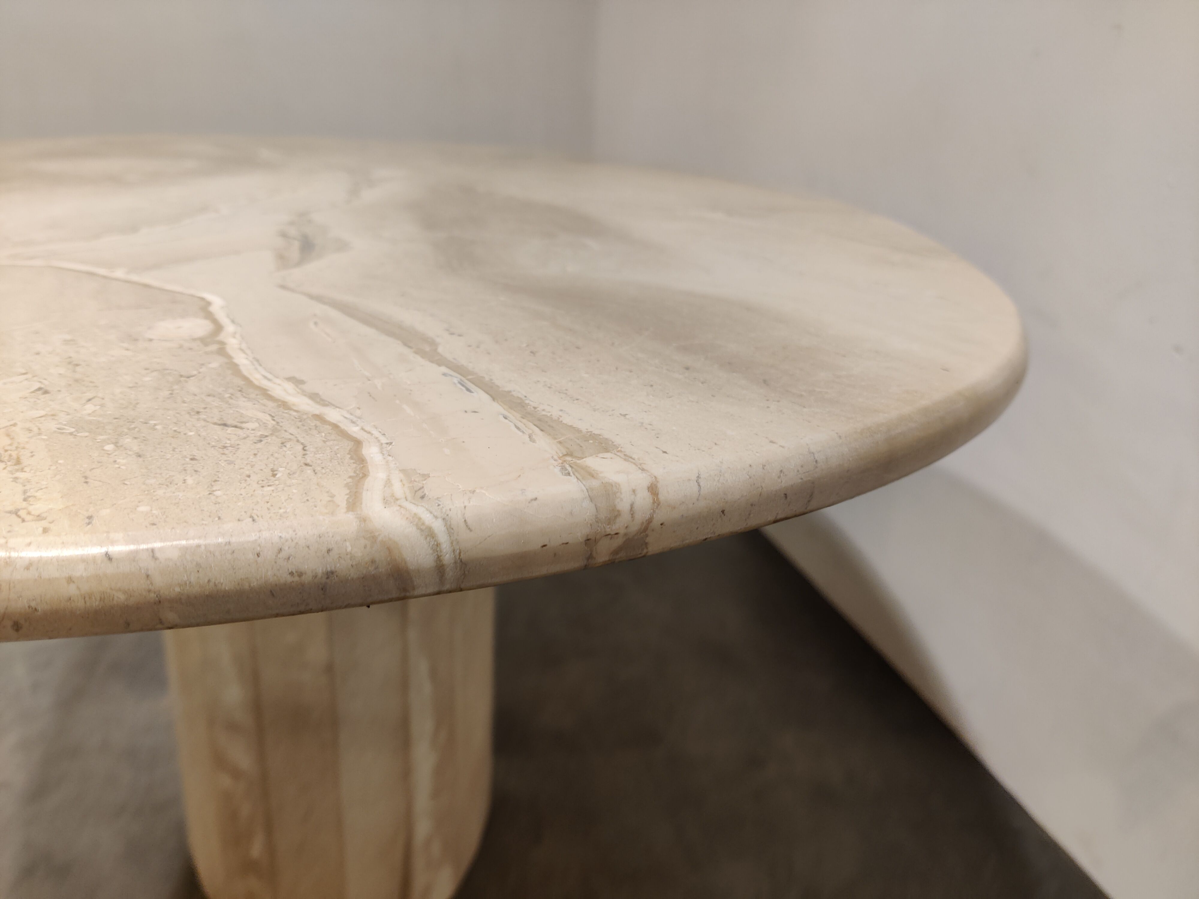 Vintage oval travertine dining table, 1970s