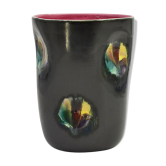 Vase en céramique à cabosses vintage Louviers 1960