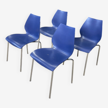 Ensemble de 4 chaises de salle à manger bleues années 2000