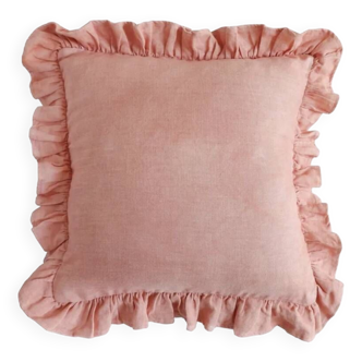 Salmon ruffle cushion