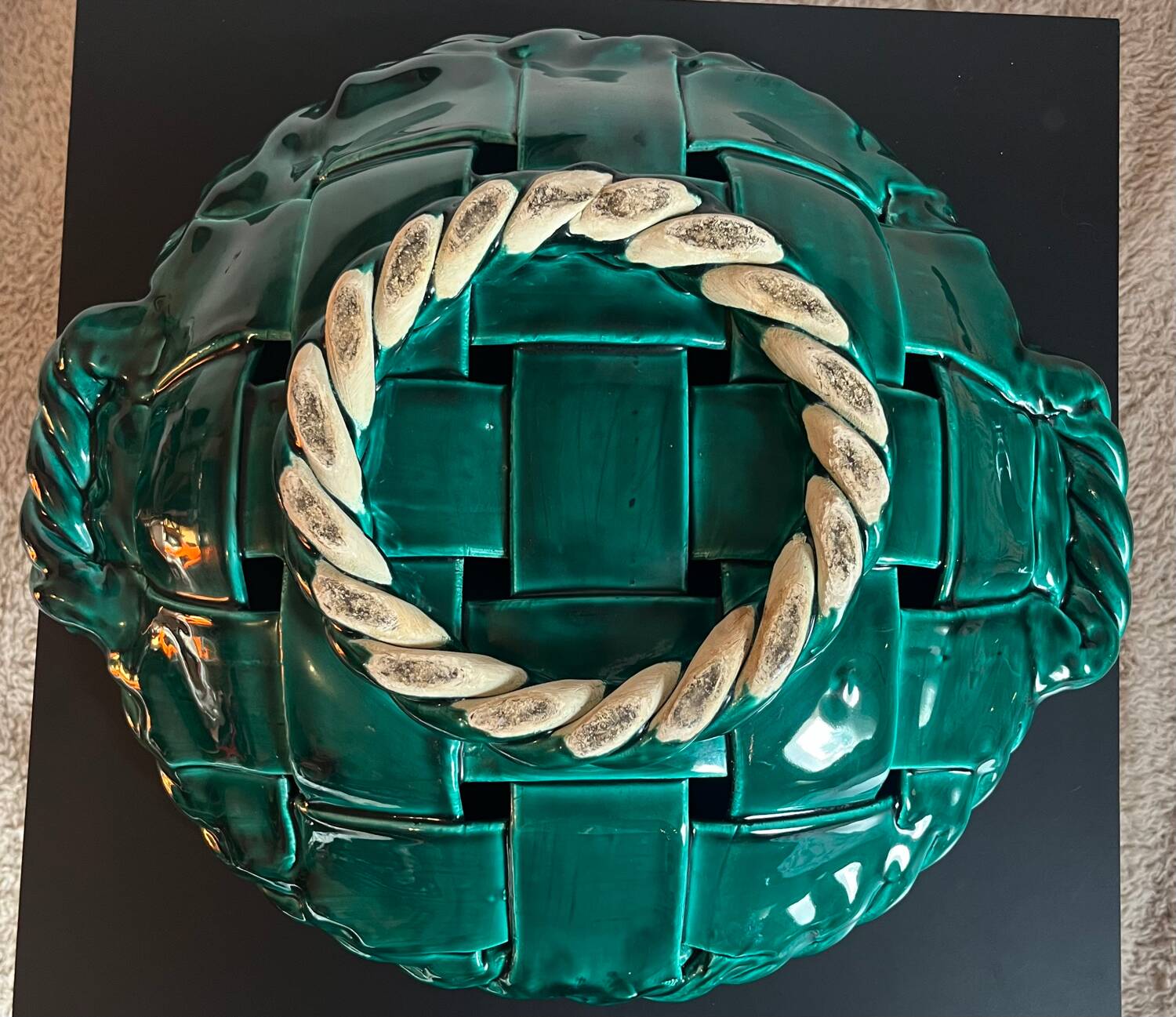 Vallauris ceramic flat basket