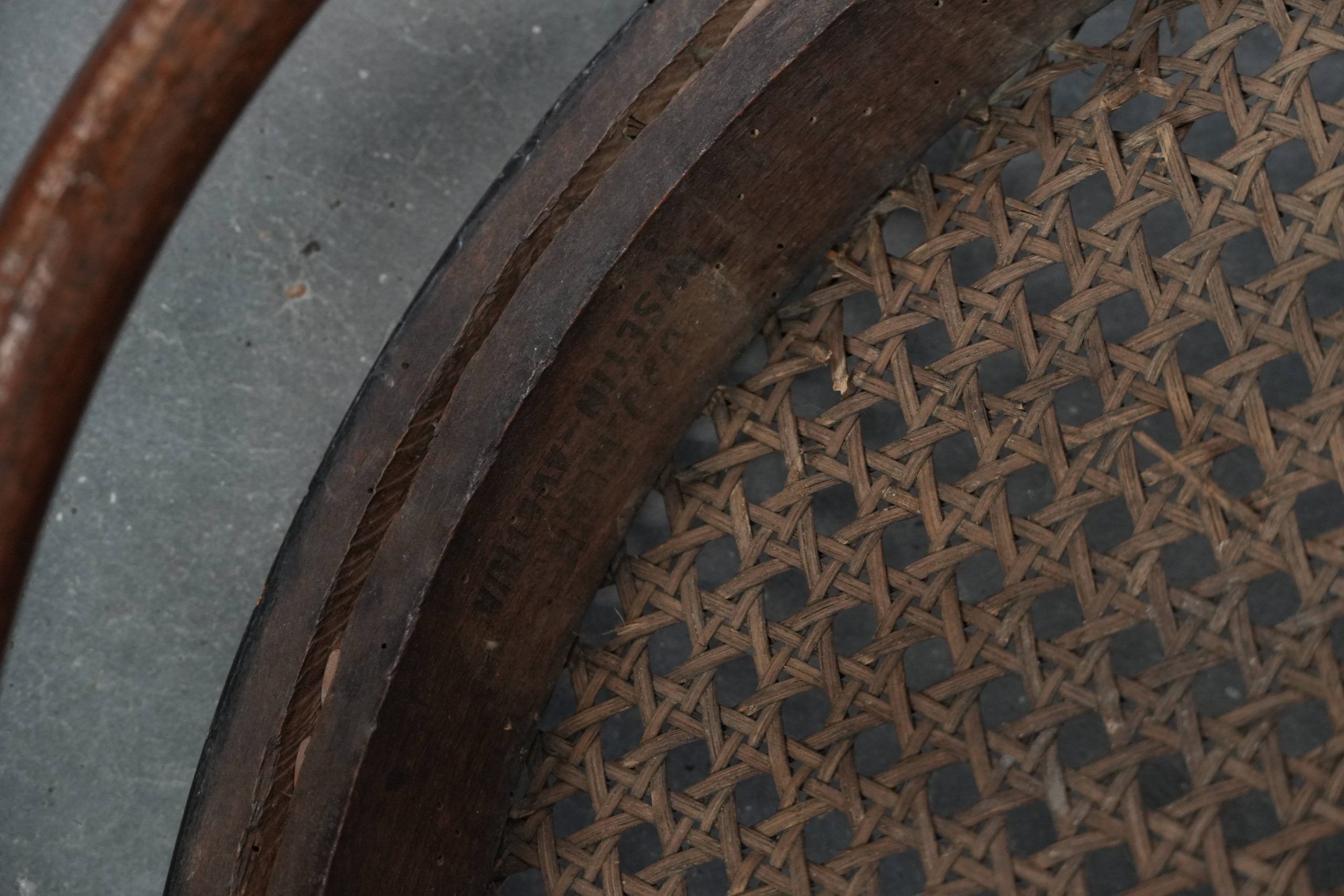 Set of 4 vintage bistro chairs Jacob & Josef Kohn Wien with a wicker seat