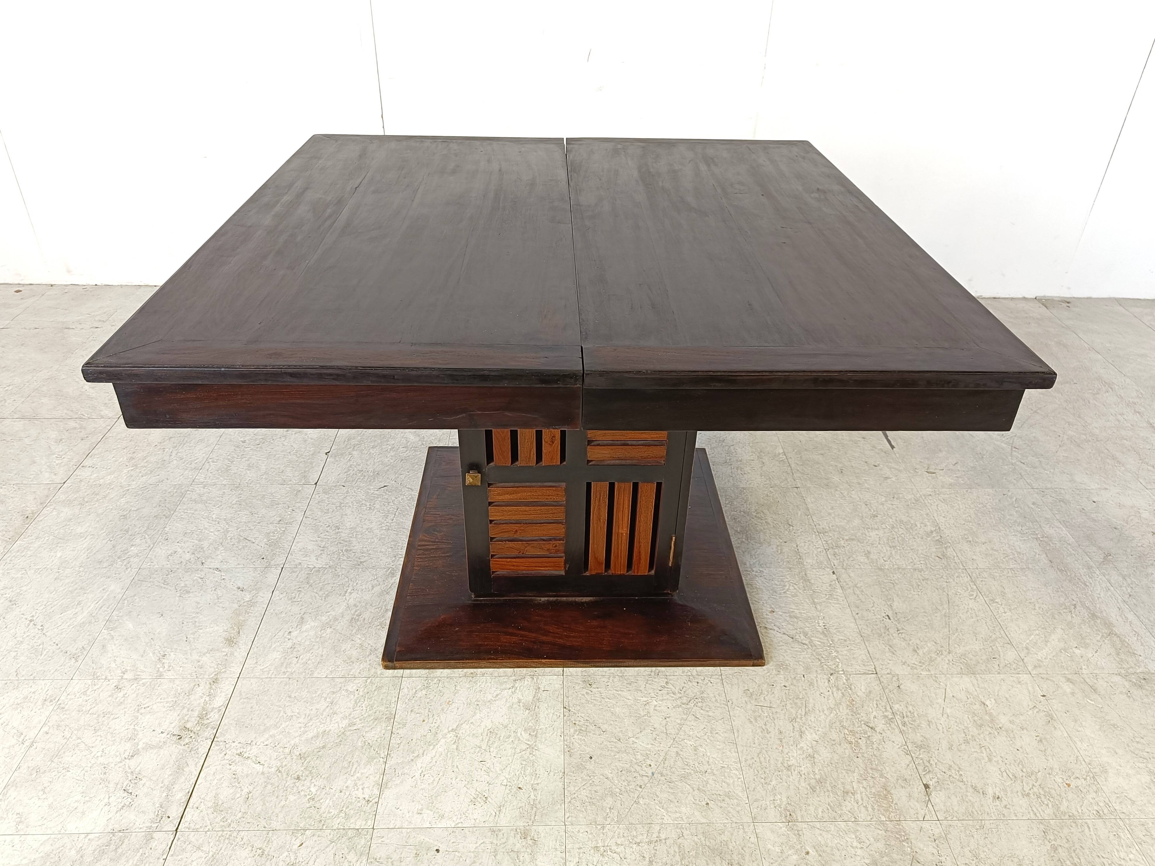 Chaises de salle à manger vintage à haut dossier en bambou avec table, 1960