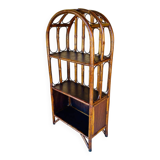 Vintage two-tier bamboo and rattan shelf with storage, Circa 1960