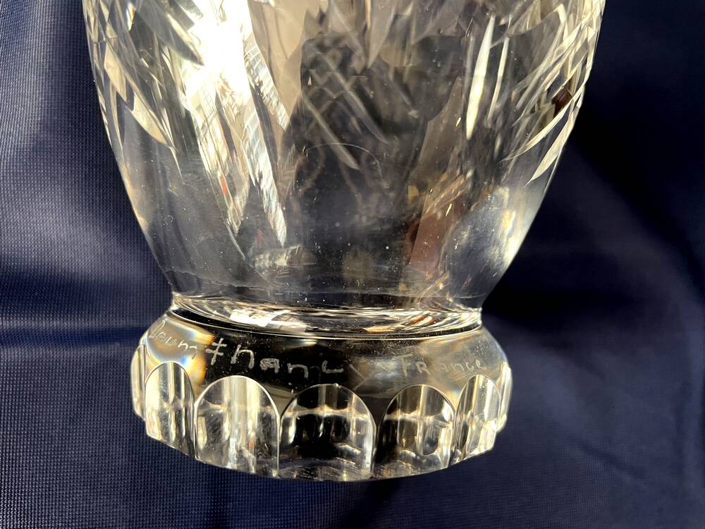 Crystal vase cut daum nancy france flared shape