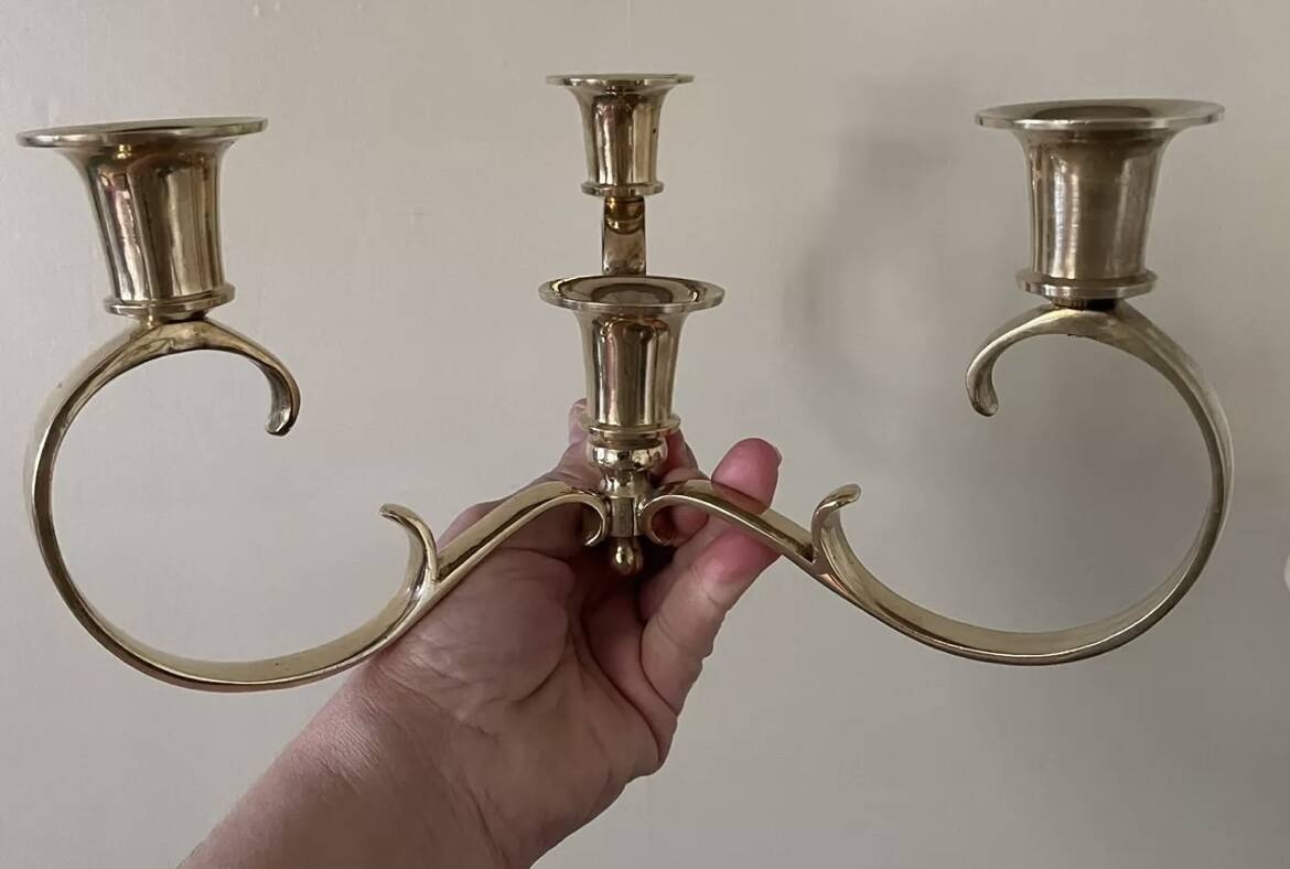 Gold-plated brass candlestick