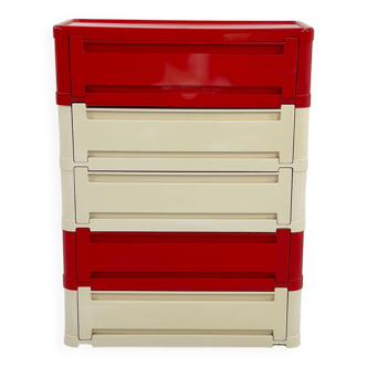 Red and white cabinet model “4964” by olaf von bohr for kartell, 1970