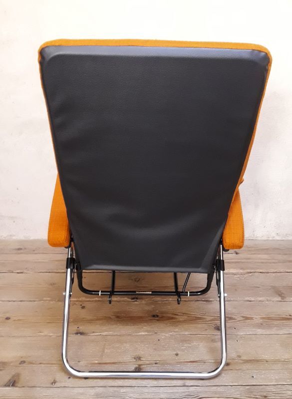 Deckchair Lama chrome vintage fabric