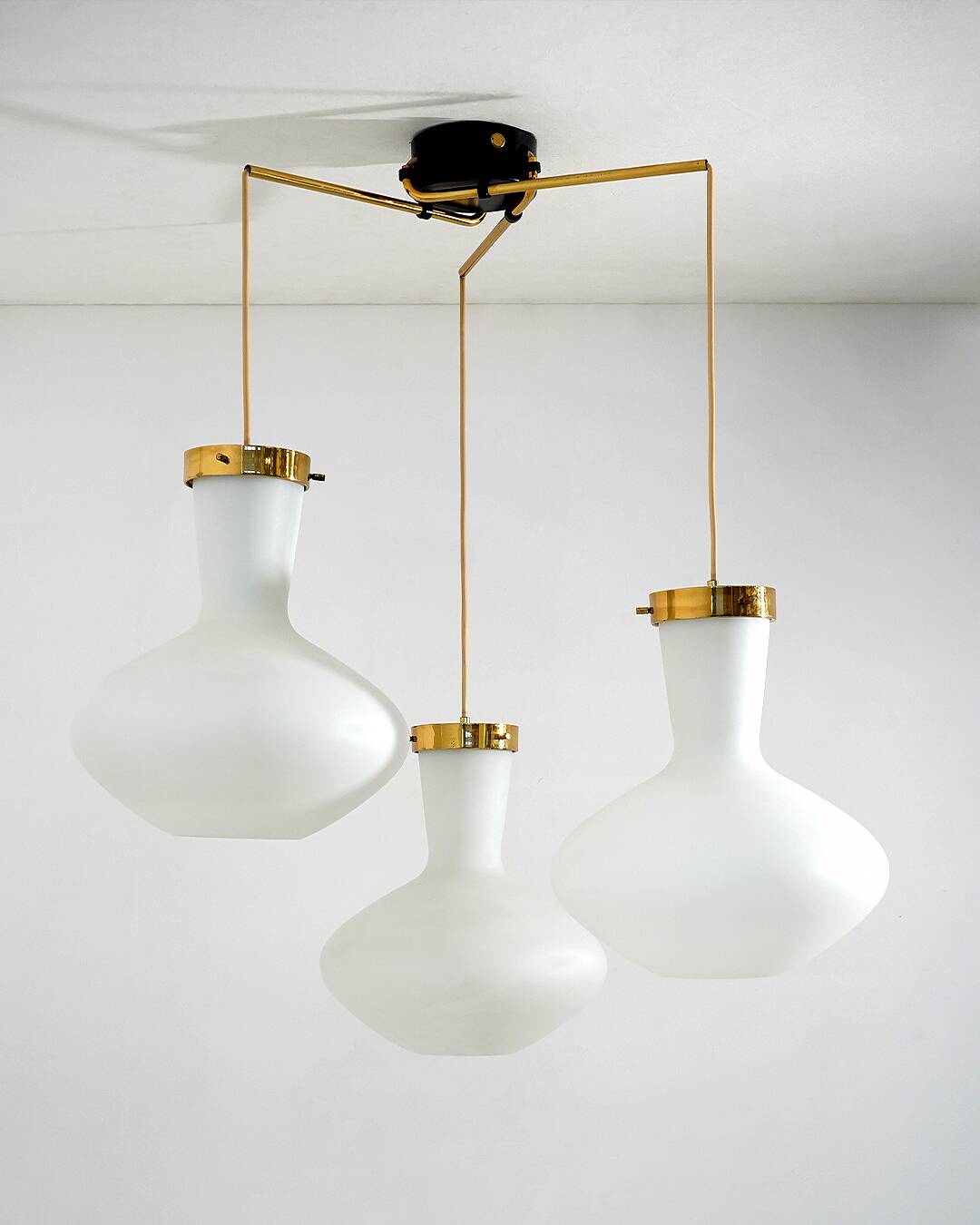 Stilnovo Three-Light Pendant, 1950s
