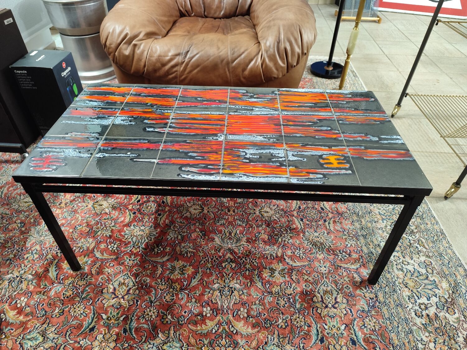 Vintage 1970s coffee table in Valauris style