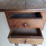 Pair of Louis Philippe style walnut bedside tables / work tables with flap