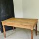Farmhouse table, solid oak wood, raw finish, shell handles, for 6 people.