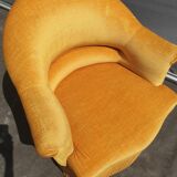 Gold velvet toad armchair