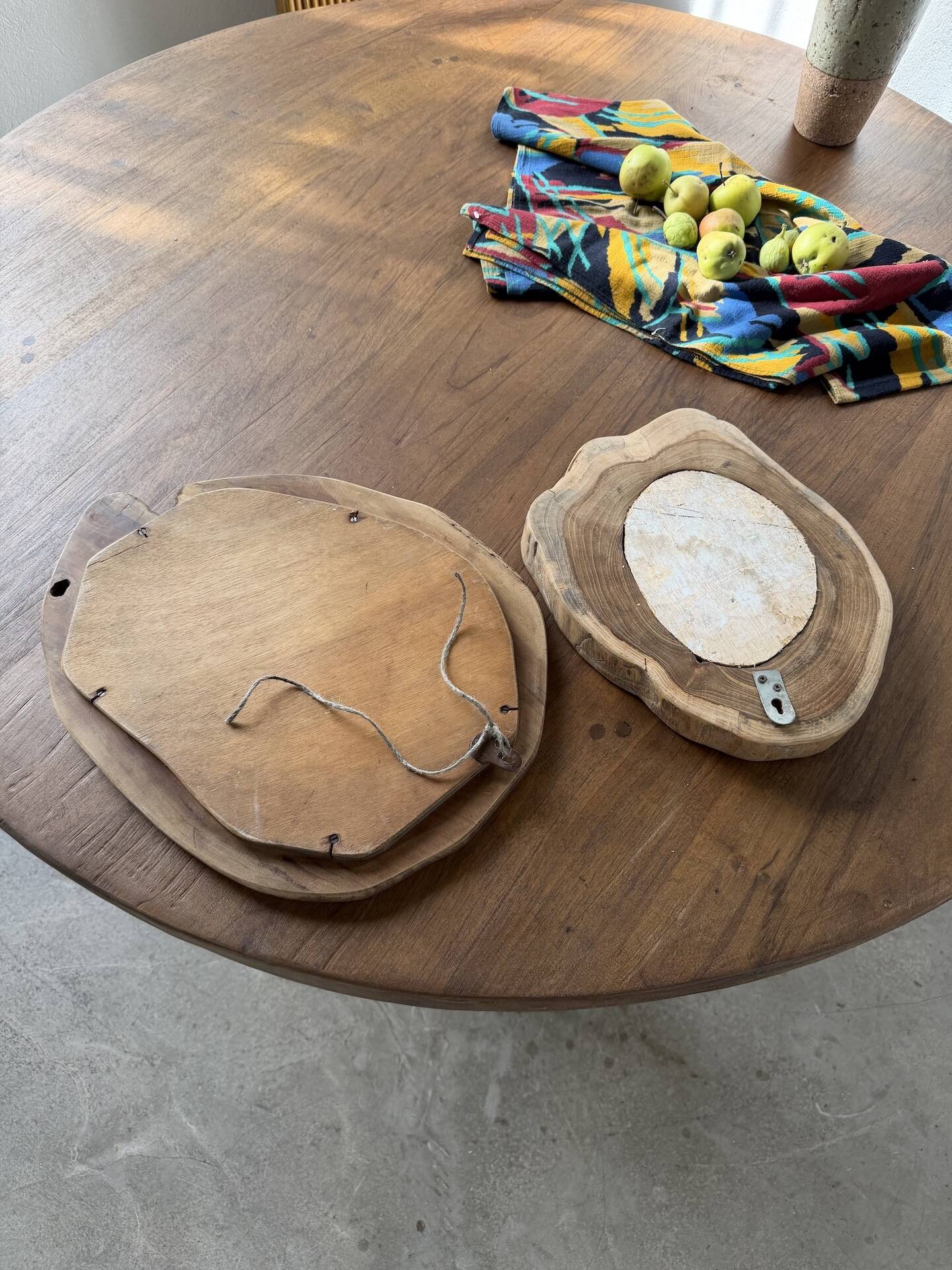 Set of 2 organic brutalist mirrors wood 1950s