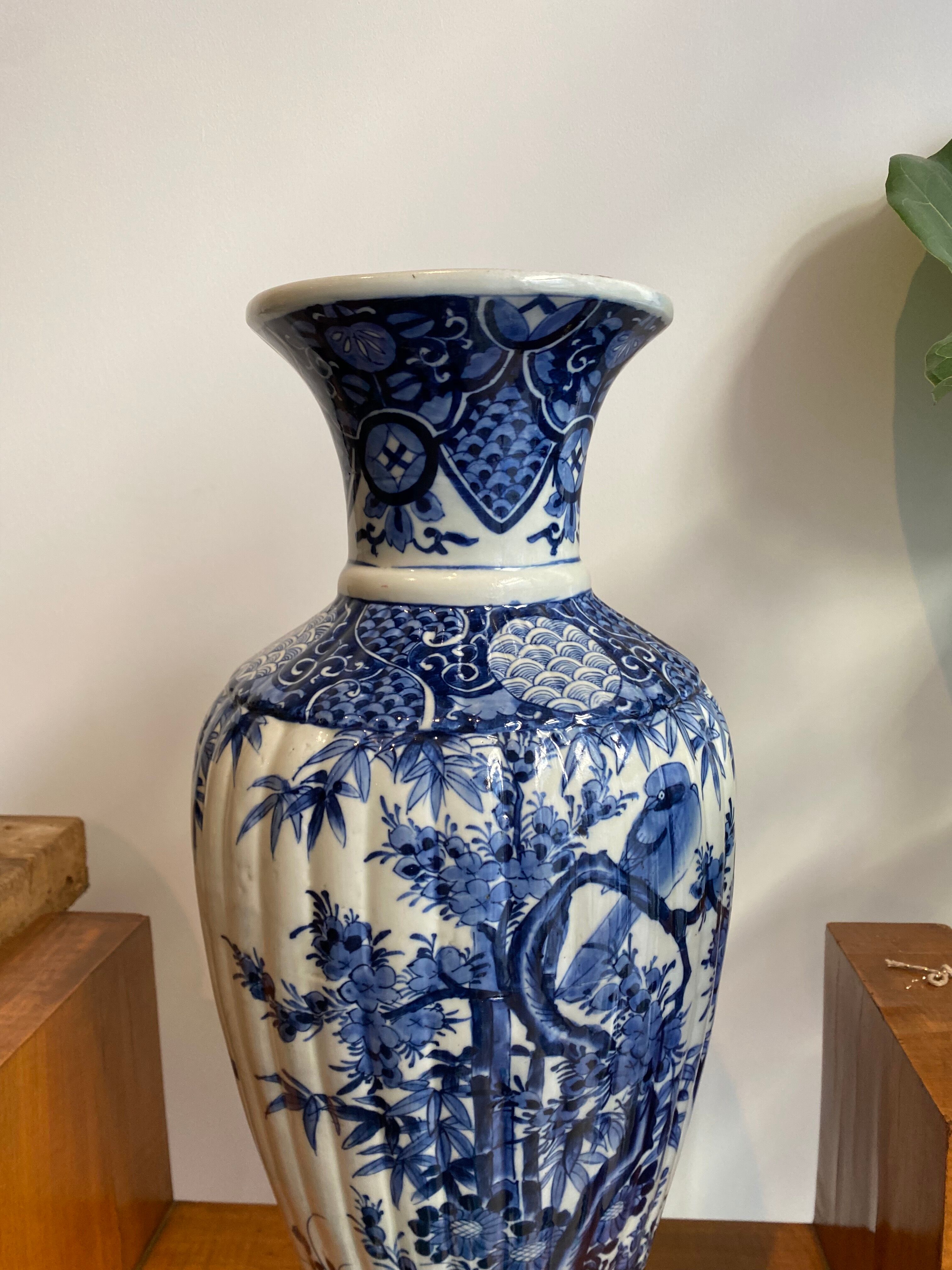 Vase chinois en blanc bleu