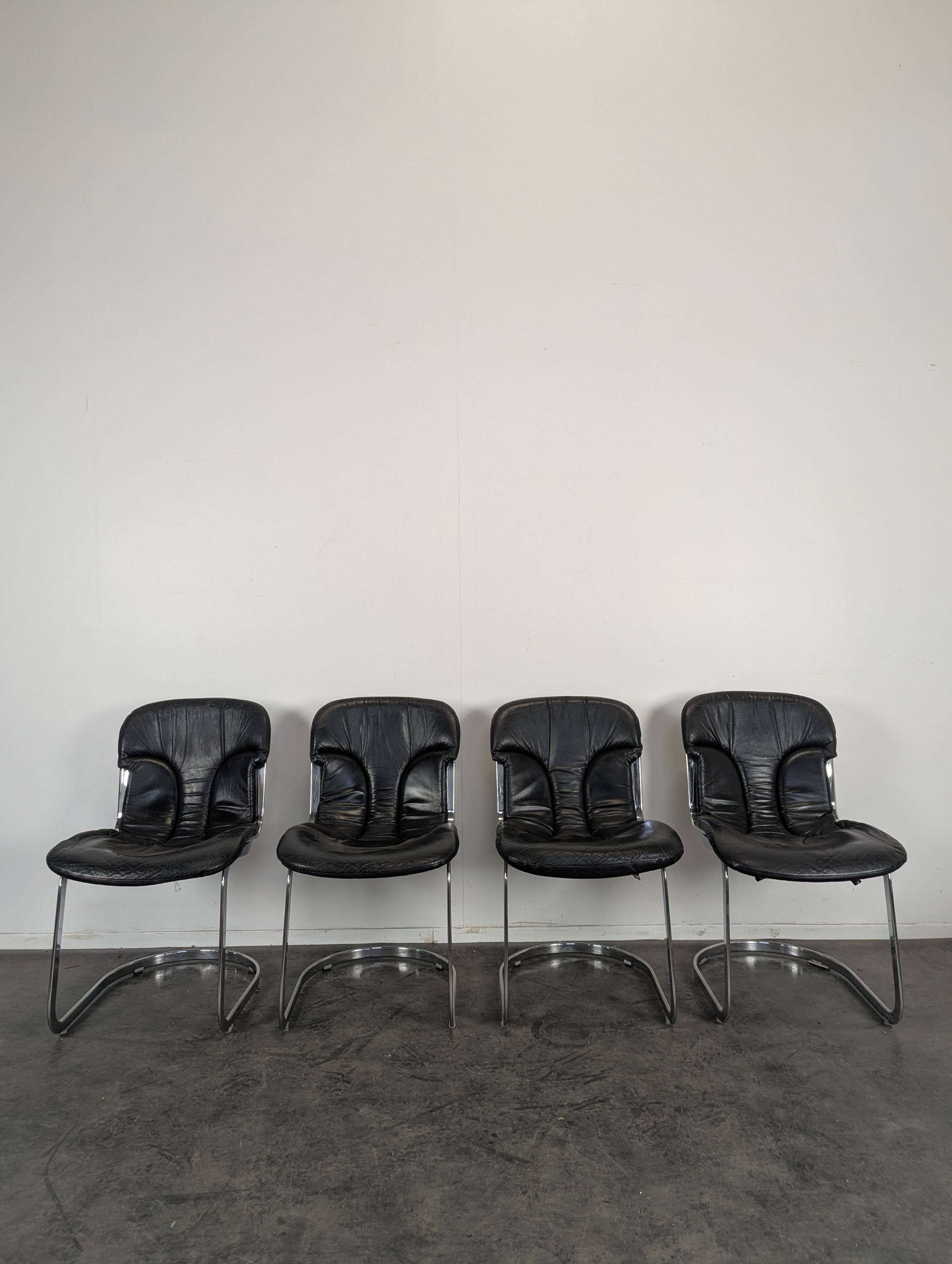 Série de 4 chaises de Willy Rizzo